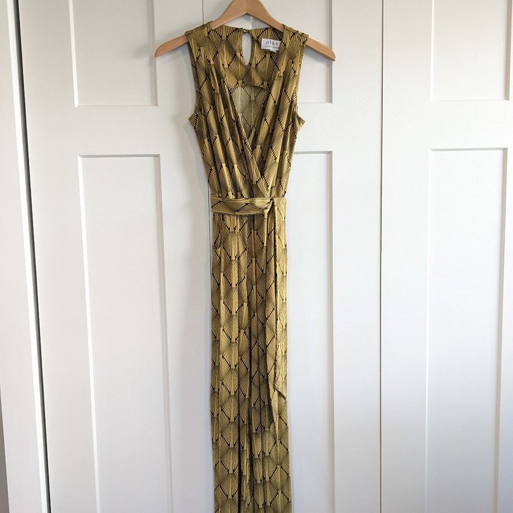 NIkki Poulos geometric gold jumpsuit
